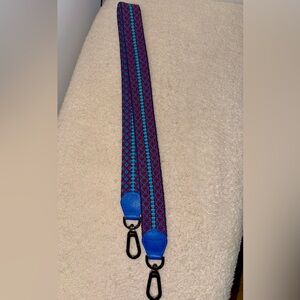 Longchamp cross-body purse bag strap red blue print authentic